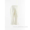 Cotton woven cropped trousers